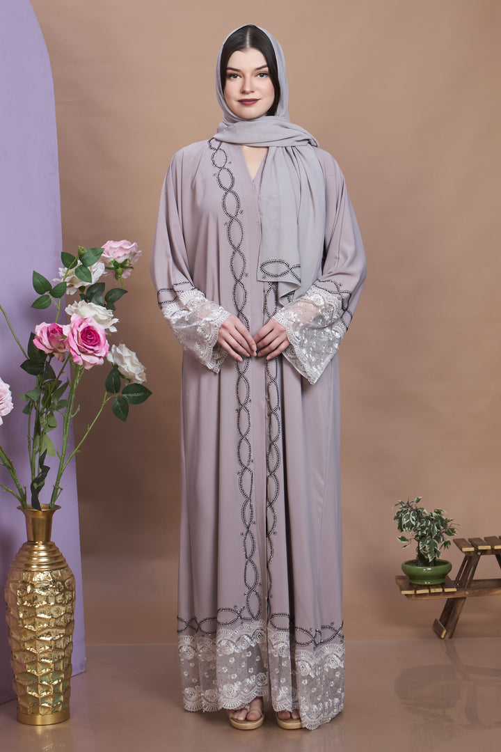 Elegant Mauve Embellished Abaya