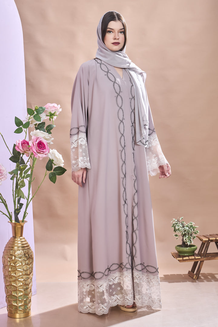 Elegant Mauve Embellished Abaya