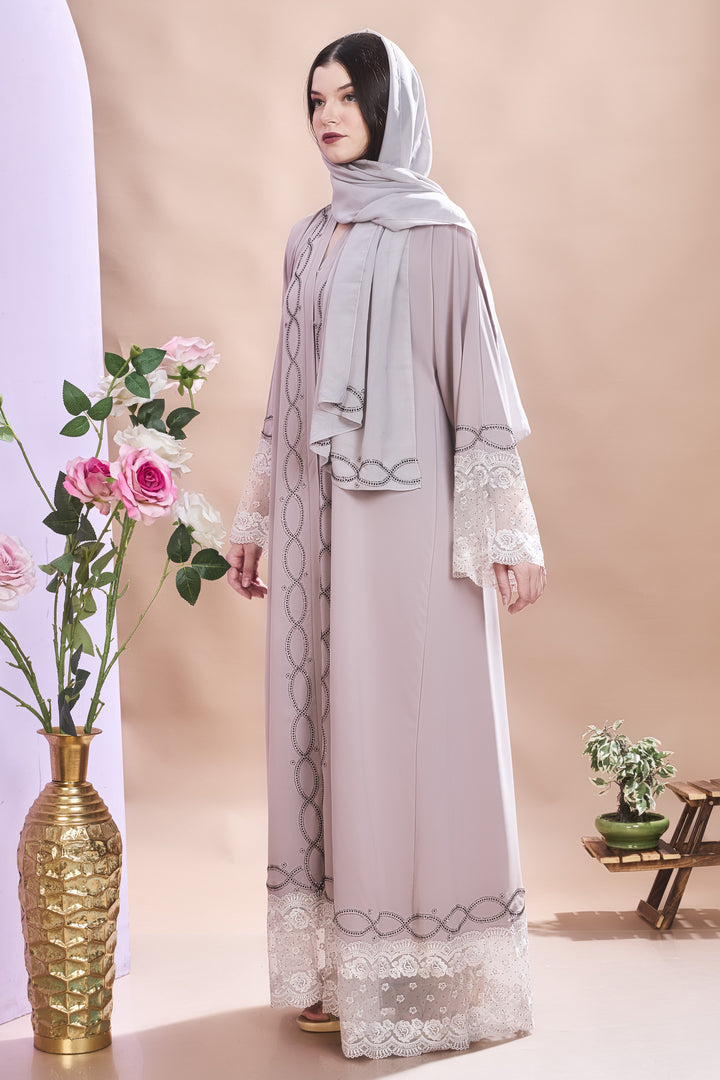 Elegant Mauve Embellished Abaya