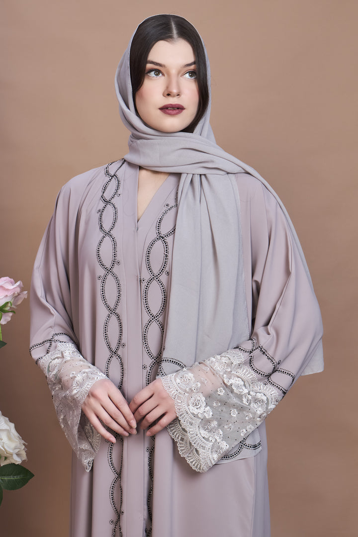 Elegant Mauve Embellished Abaya