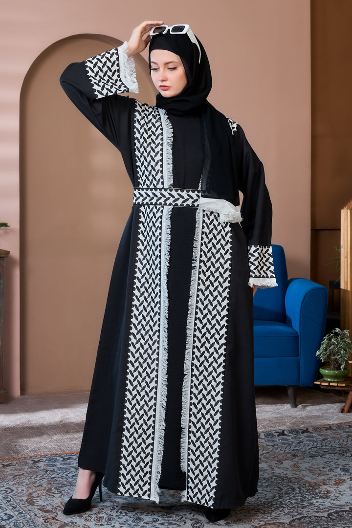 Monochrome Elegance Shrug Abaya