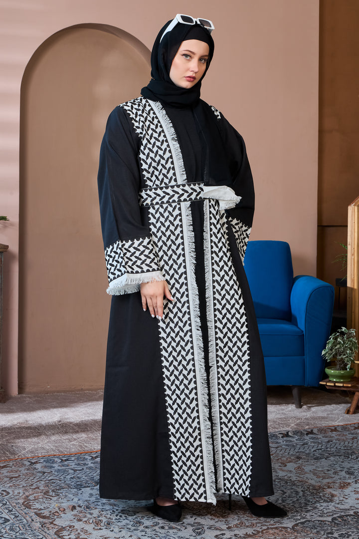 Monochrome Elegance Shrug Abaya