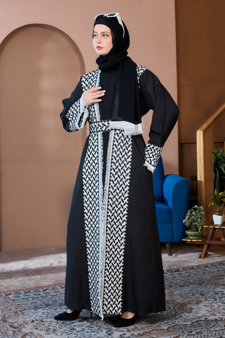 Monochrome Elegance Shrug Abaya
