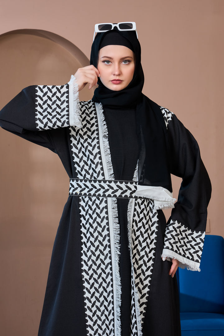 Monochrome Elegance Shrug Abaya