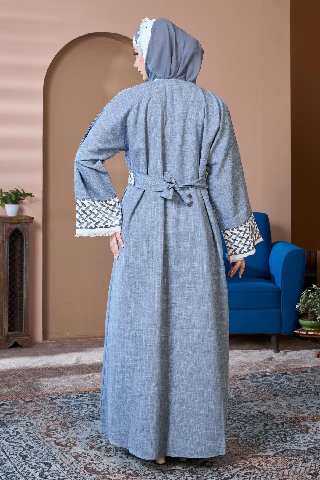 Sky Grey Shrug Abaya