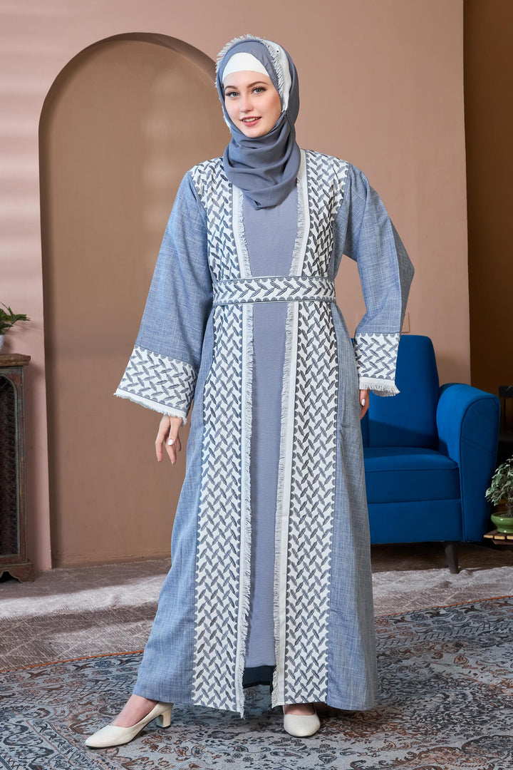 Sky Grey Shrug Abaya