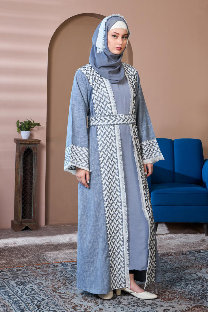Sky Grey Shrug Abaya