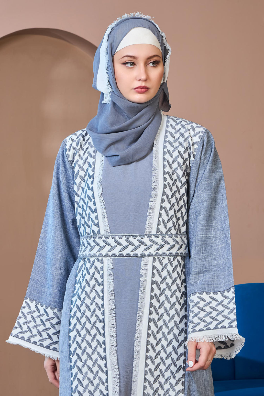 Sky Grey Shrug Abaya