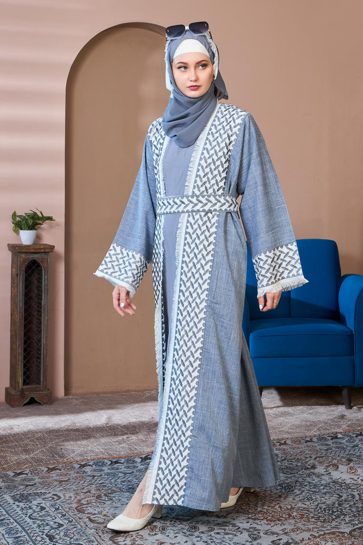 Sky Grey Shrug Abaya