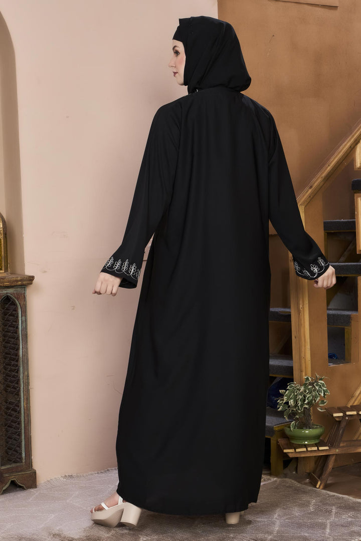 Black Loop Embroidery Abaya