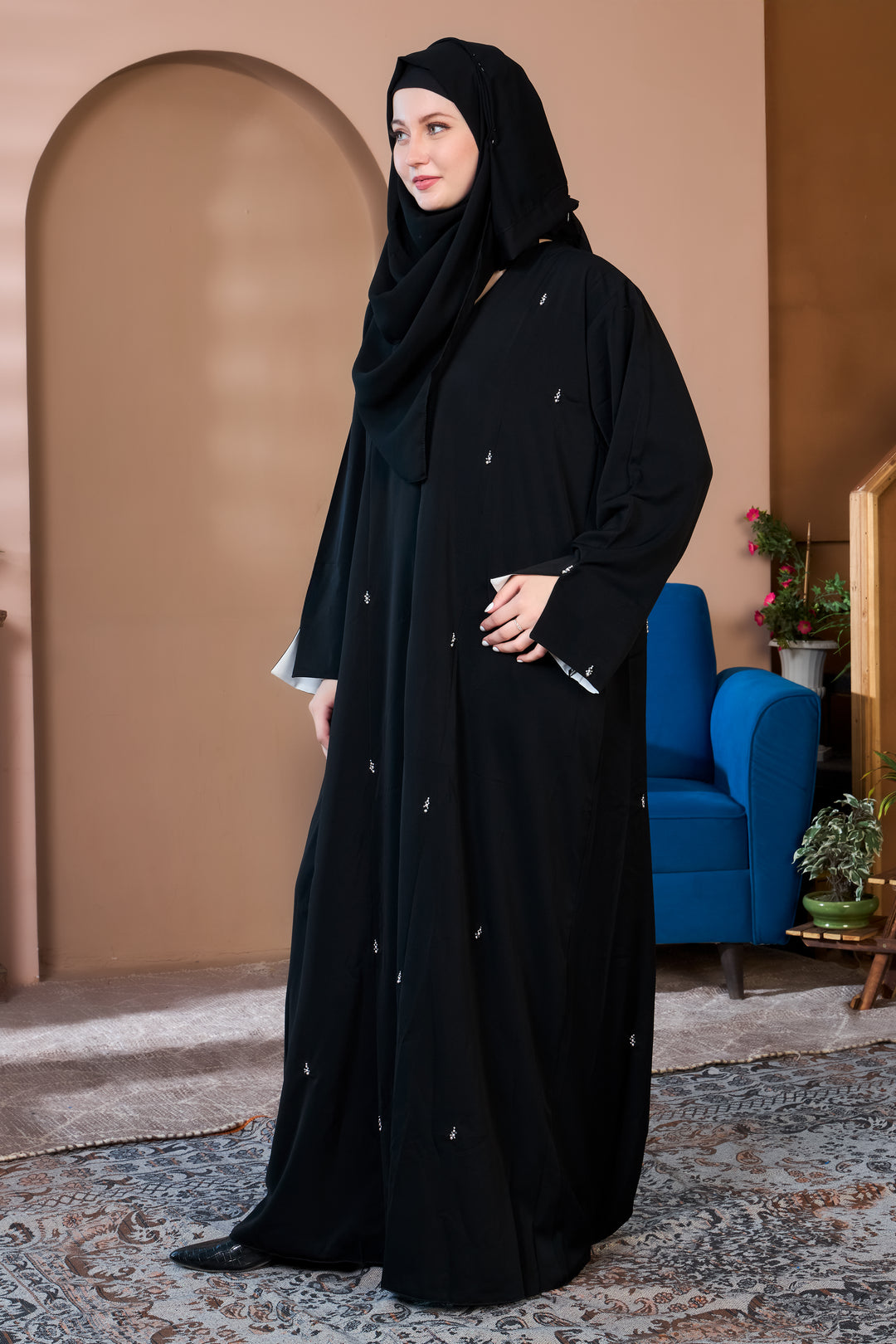 Silver Bloom Abaya