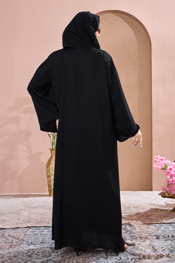 Elegant Black Abaya with Intricate Beadwork