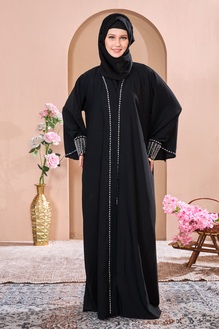 Black Abaya with Dazzling Crystal Accents