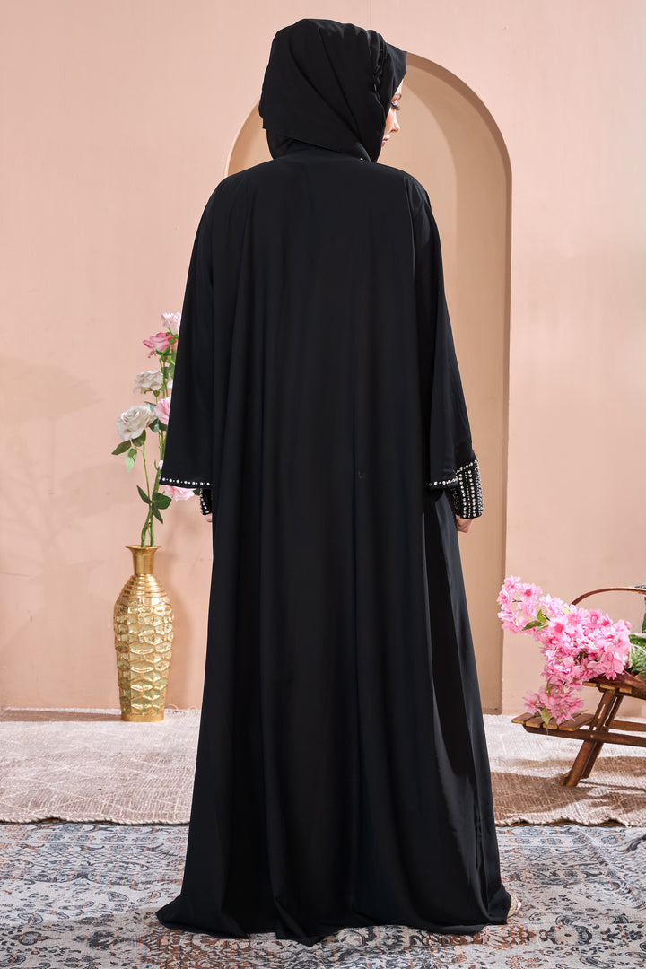 Black Abaya with Dazzling Crystal Accents