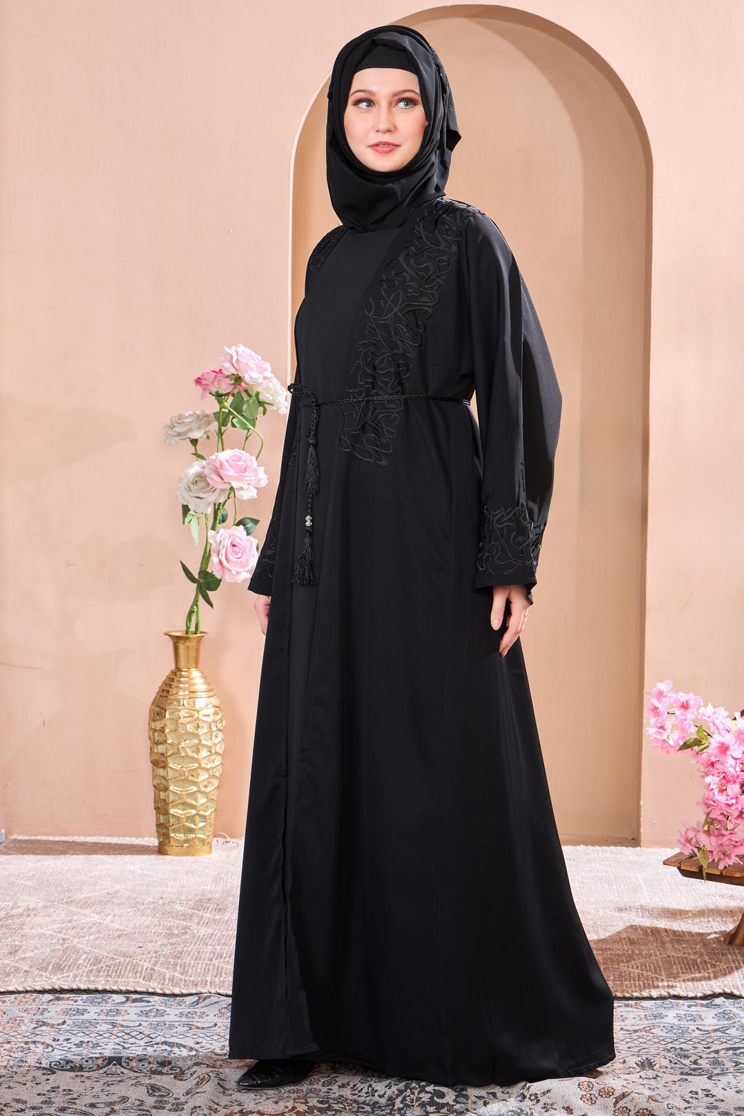 Black Velvet Touch Abaya
