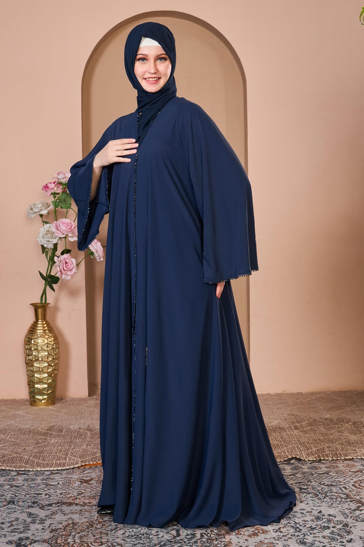 Classic Navy Umbrella Abaya with Subtle Detailing