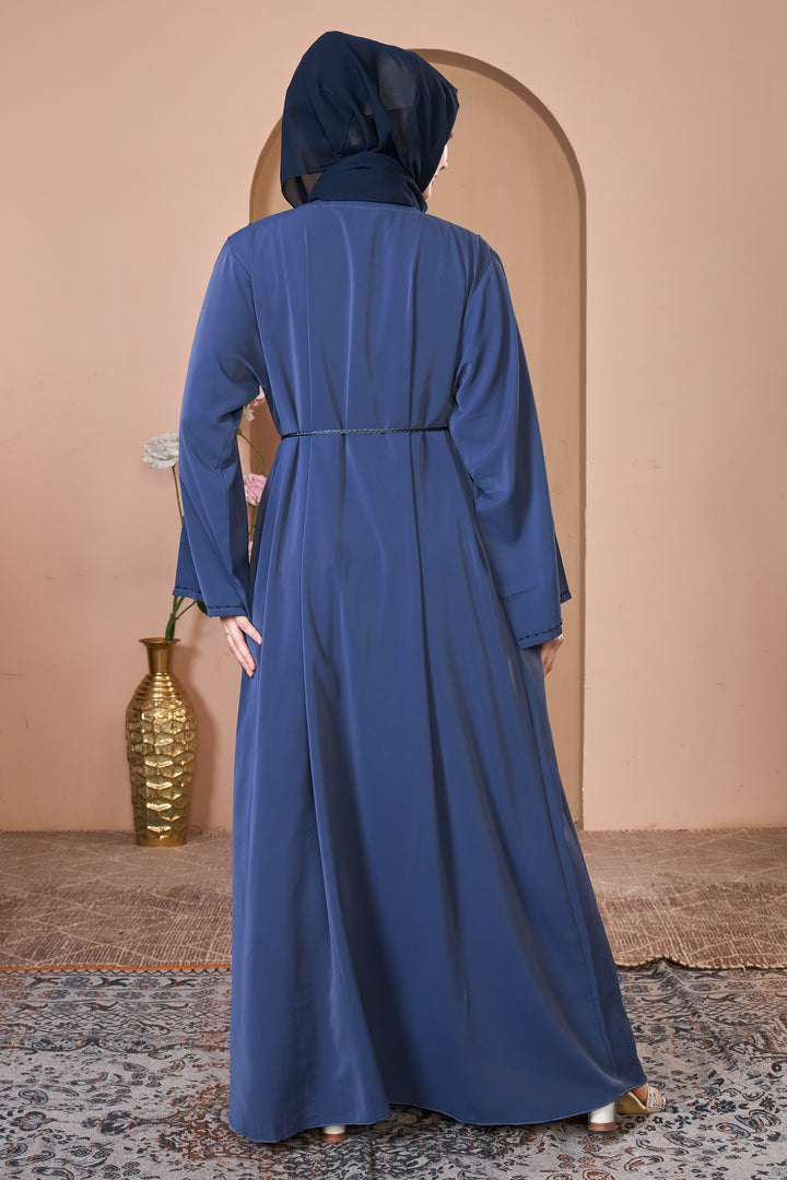 Slate Blue Abaya with Delicate Beadwork
