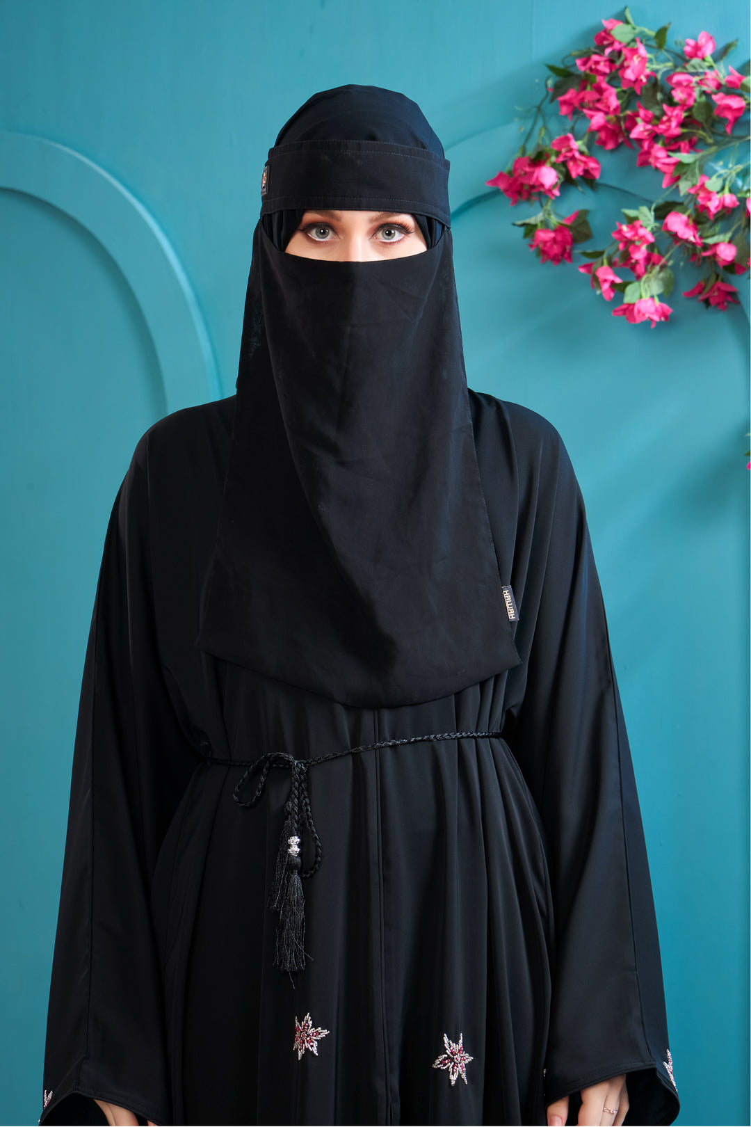 Classic Black Abaya with Starburst Embroidery