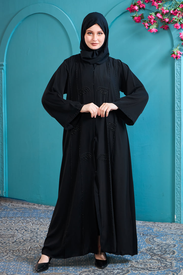 Classic Black Abaya with Beaded Details