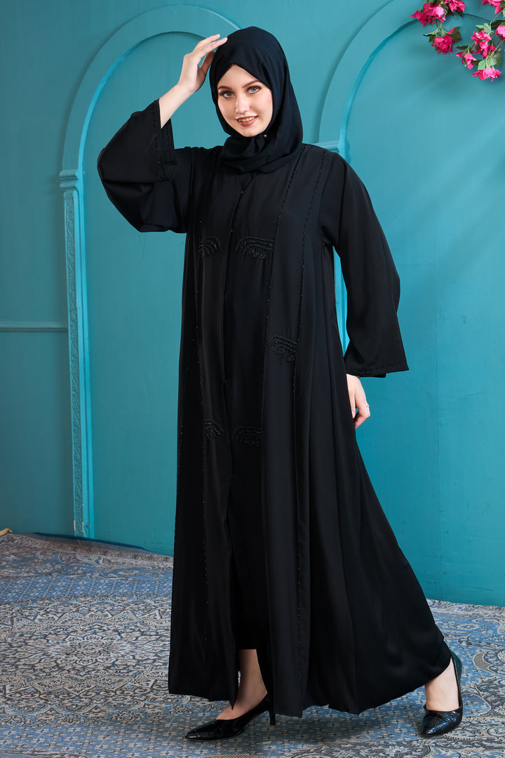 Classic Black Abaya with Beaded Details