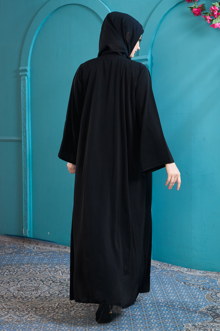 Classic Black Abaya with Beaded Details