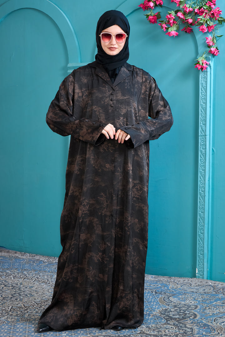 Sophisticated Black Abaya with Subtle Pattern