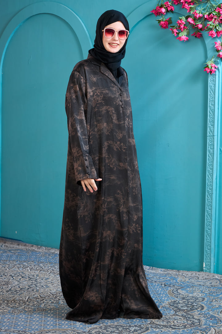 Sophisticated Black Abaya with Subtle Pattern