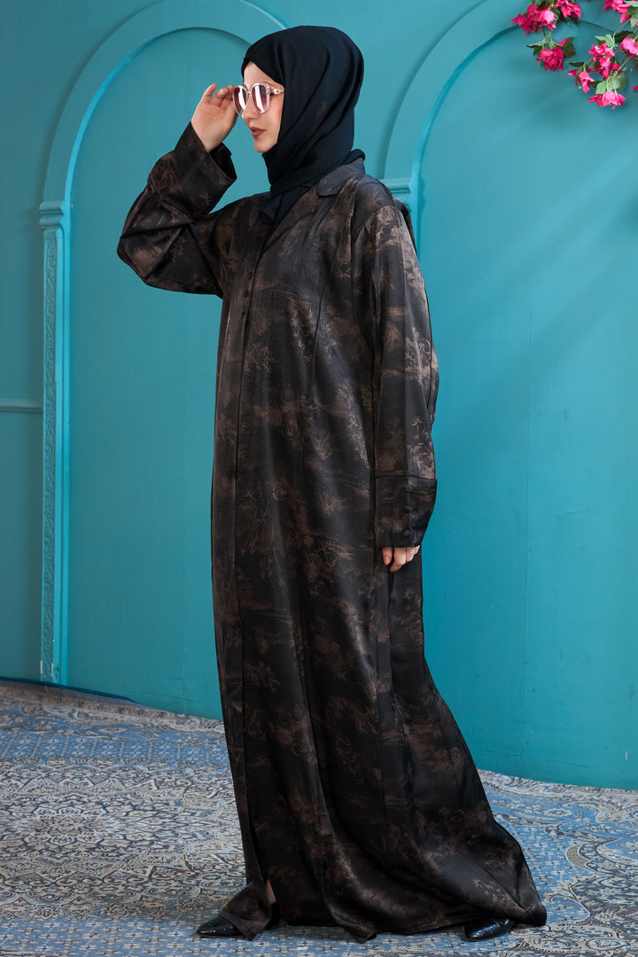 Sophisticated Black Abaya with Subtle Pattern