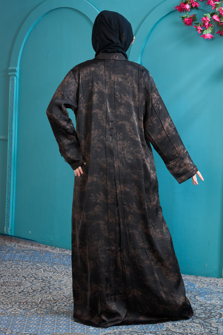 Sophisticated Black Abaya with Subtle Pattern