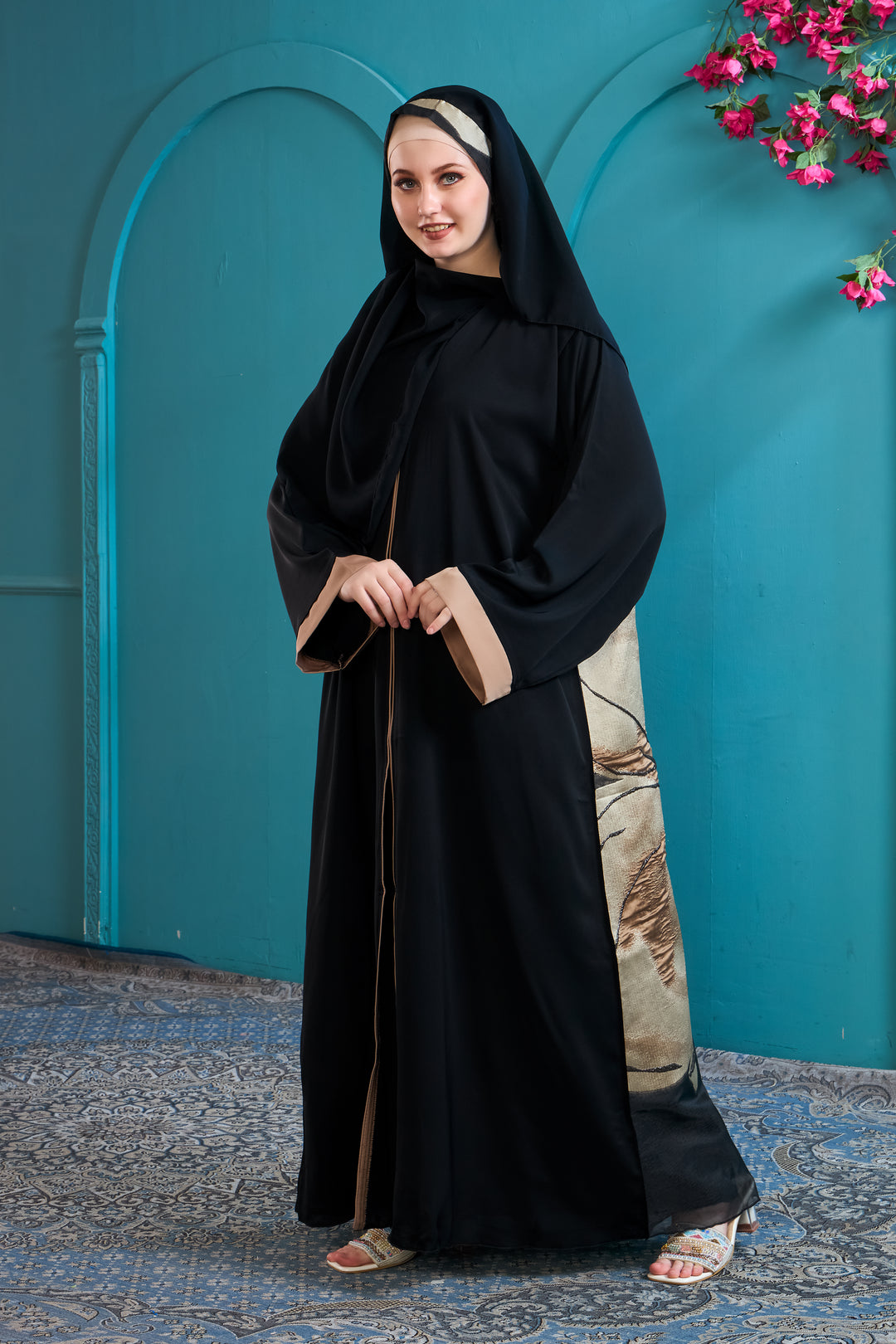Statement Abaya with Artistic Floral Print