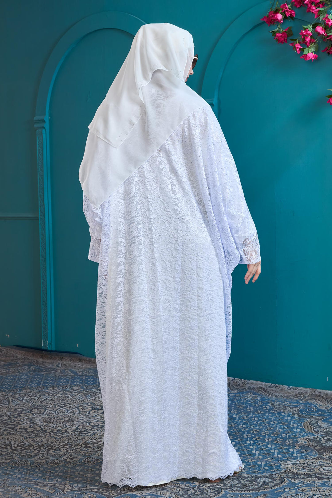 White Lace Elegance Abaya