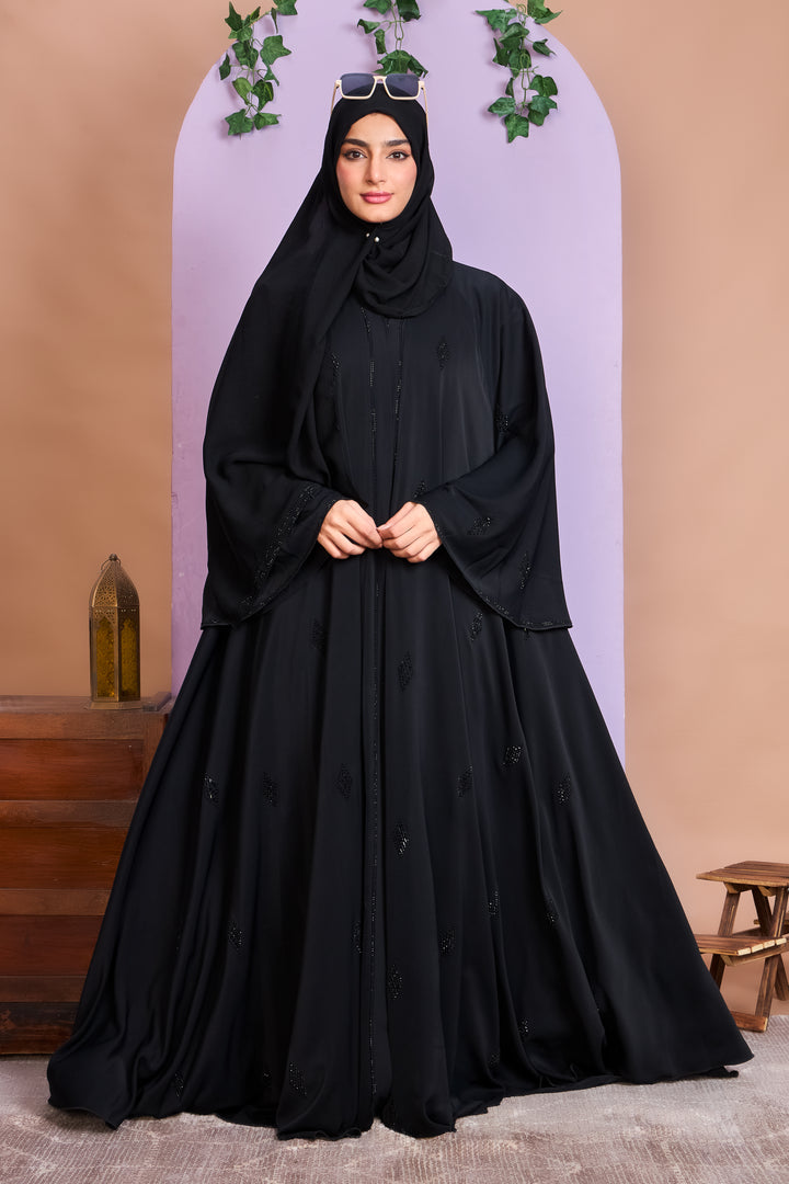 Black Diamond Embellished Umbrella Abaya