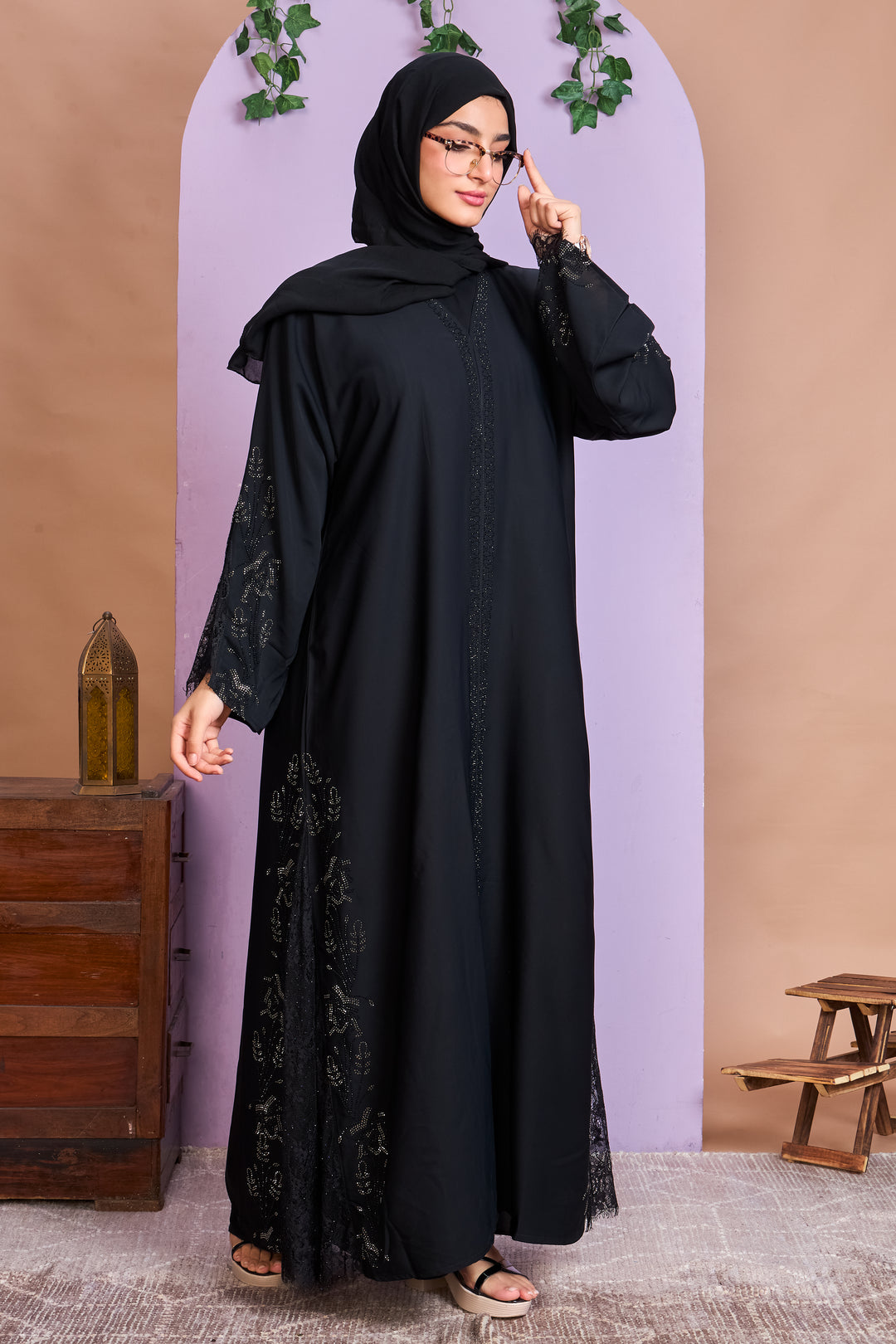 Midnight Grace Lace Abaya