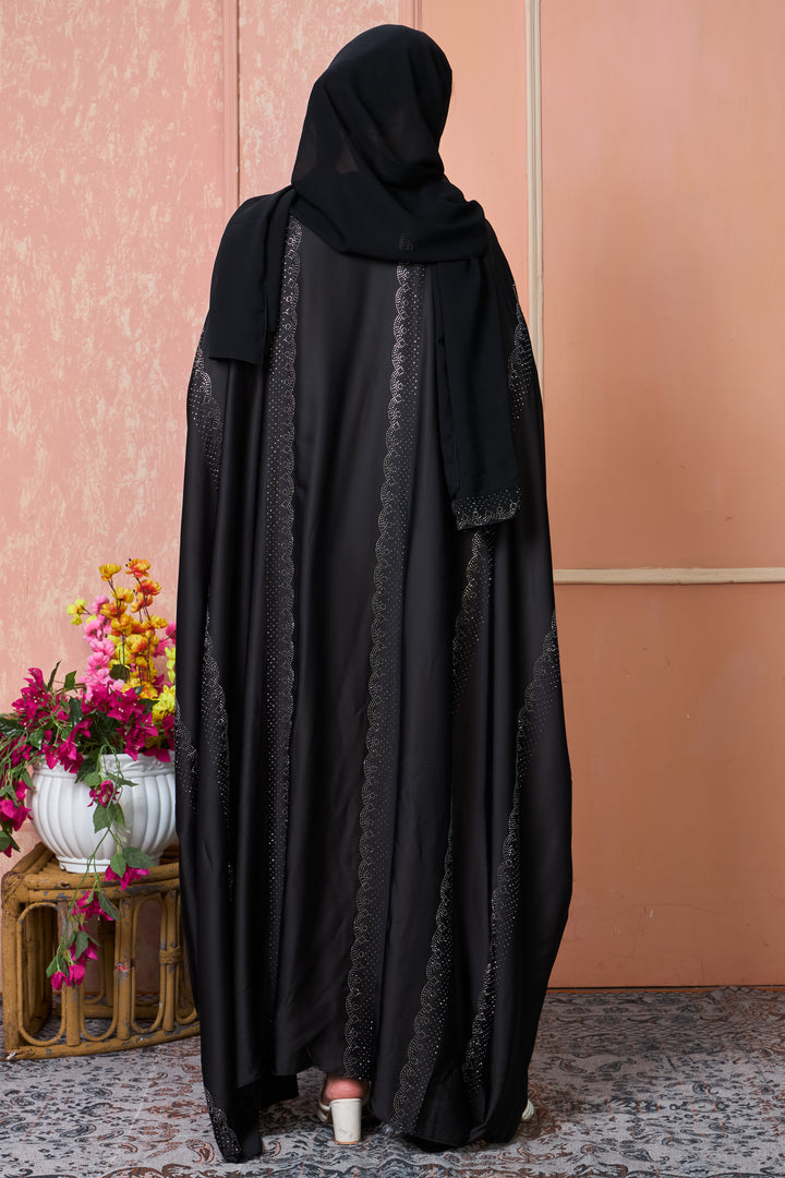 Elegant Black Cape Abaya Set