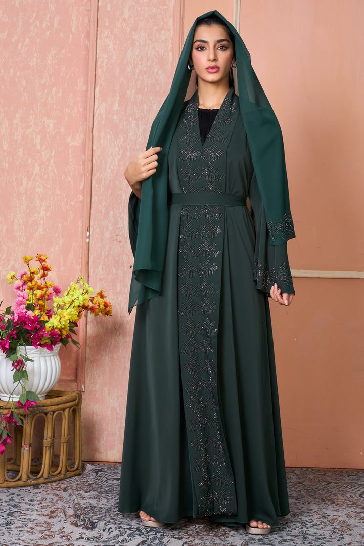 Emerald Noir Embellished Abaya