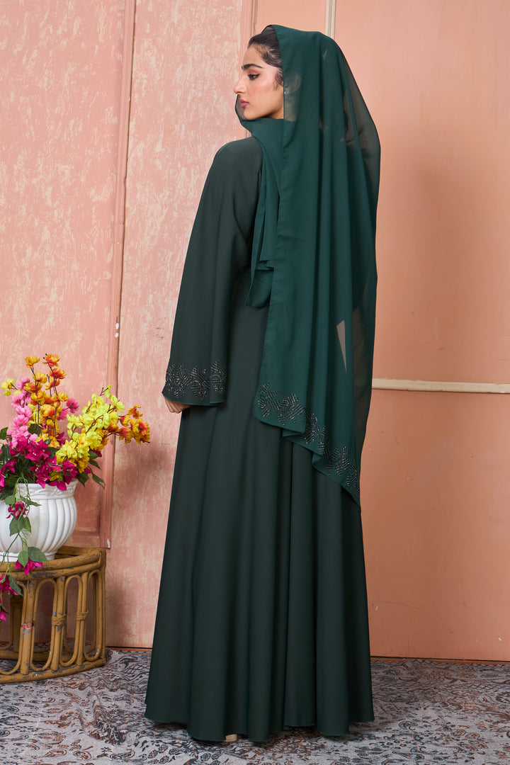 Emerald Noir Embellished Abaya