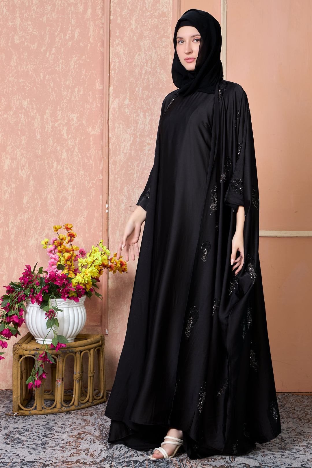 Elegant Black Embellished Abaya