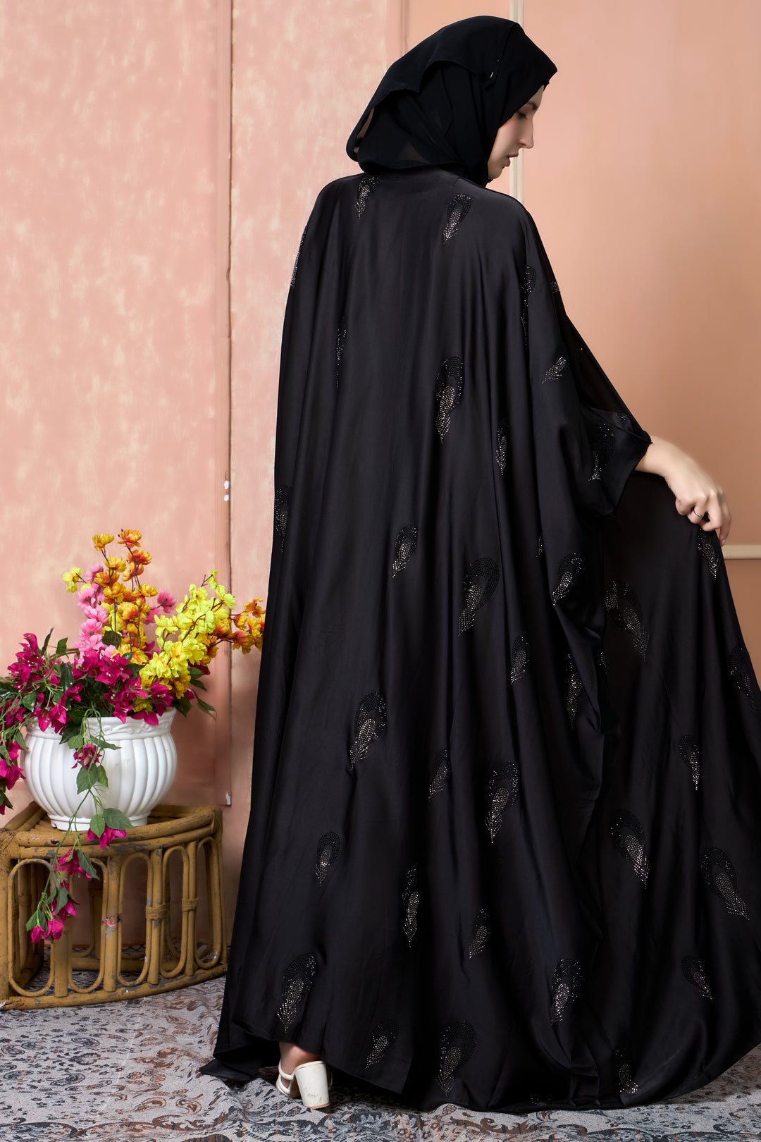 Elegant Black Embellished Abaya