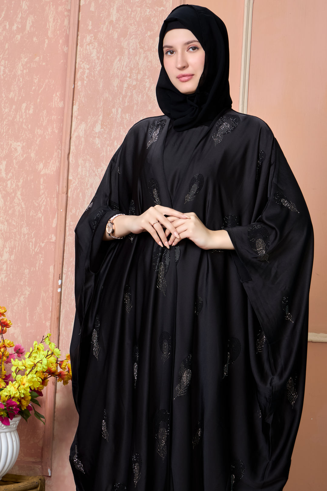 Elegant Black Embellished Abaya