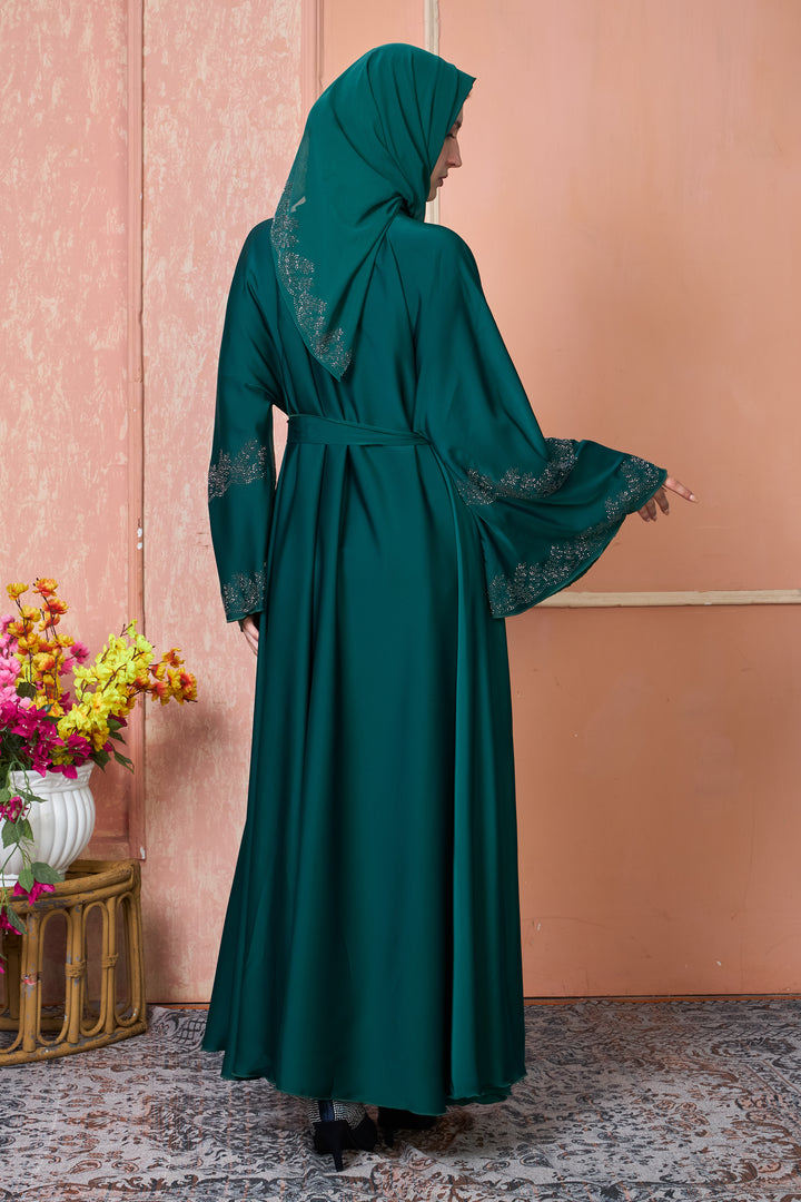 Emerald Green Abaya with Stone Work