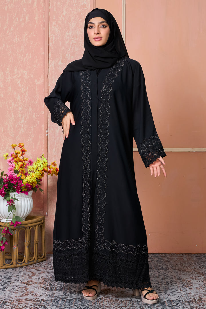 Noir Lace Elegance Abaya