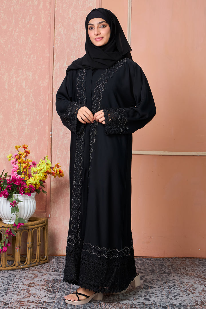 Noir Lace Elegance Abaya