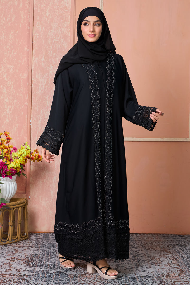 Noir Lace Elegance Abaya