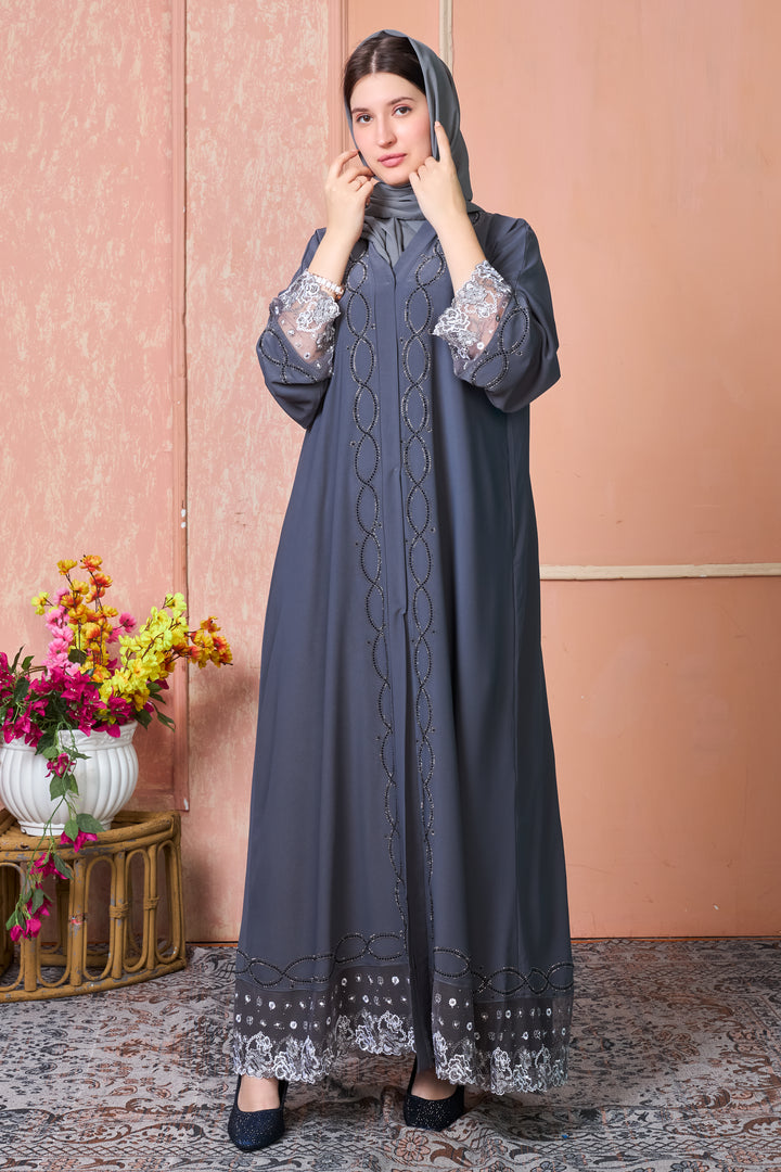 Smoky Grace Embroidered Abaya