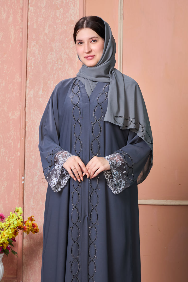 Smoky Grace Embroidered Abaya