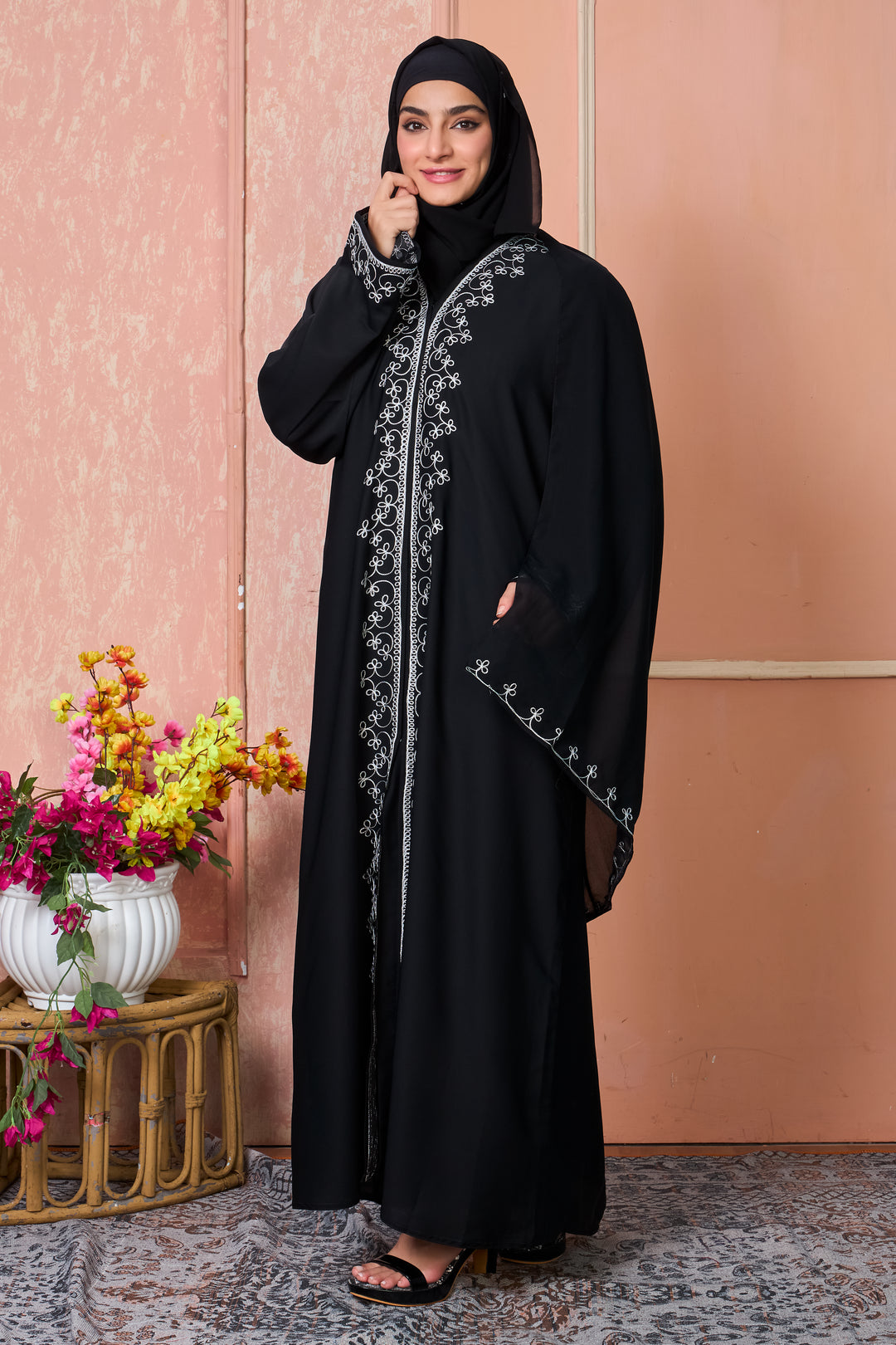 Noir Grace Embroidered Abaya