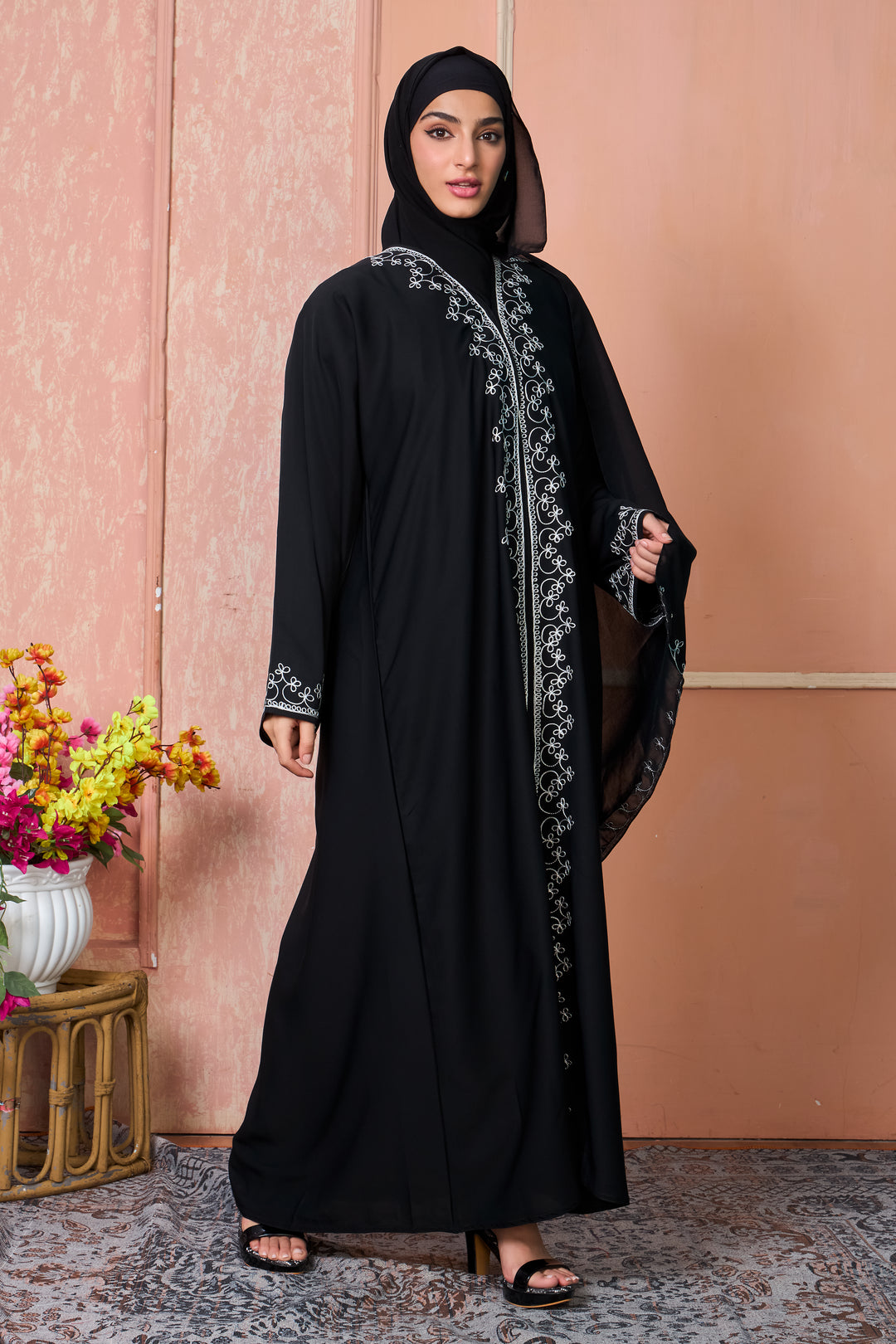Noir Grace Embroidered Abaya