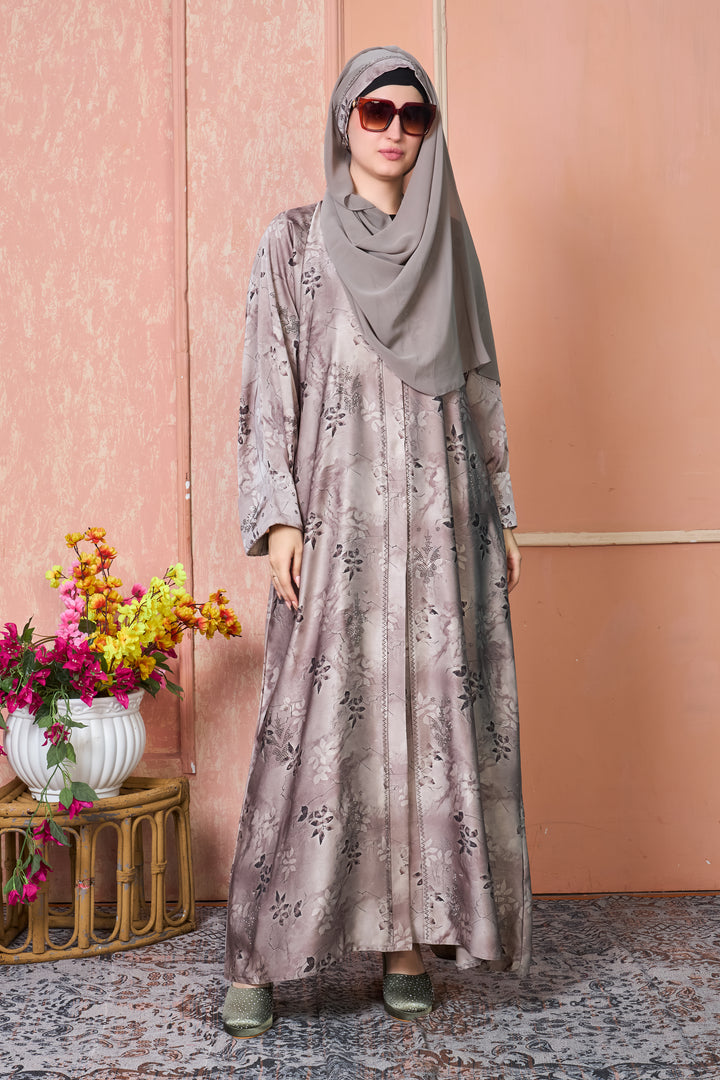 Mocha Bloom Printed Abaya
