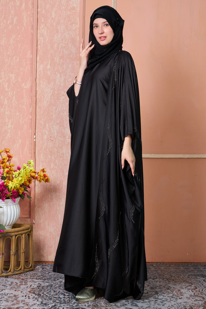 Noir Wave Cape Abaya Set