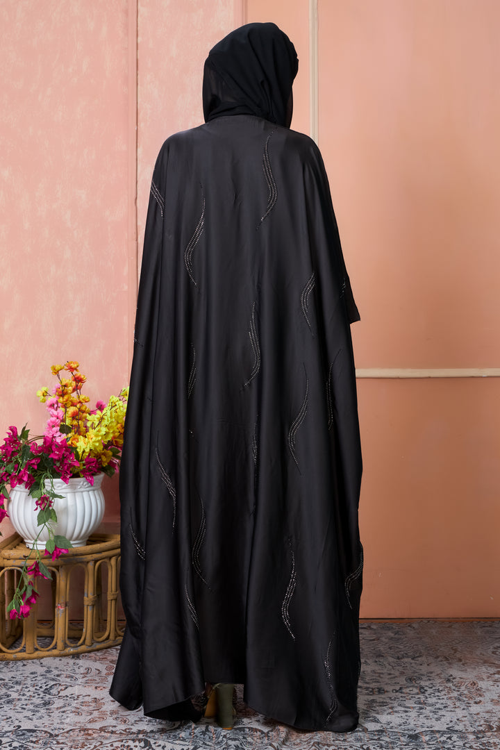 Noir Wave Cape Abaya Set
